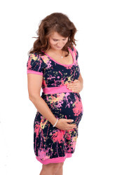 BAVLNA - VÝBĚR KRÁSNÝCH VZORŮ - Balonové 3v1 těhotenské šaty, krátký rukáv