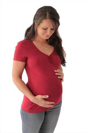 BAVLNA - Těhotenské tričko s V 13cm v PD-řesené, kr. ruk. - TI1VBDTP60