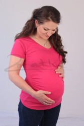 BAVLNA - Těhotenské tričko s V 10cm v PD, kr. ruk. - TI1VBDTP60