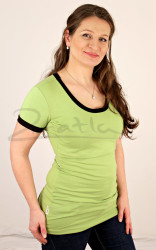 LETNÍ MERINO - tričko, U-výstřih 10cm, kr. ruk. - jednobarevé/barevný lem - MLTUB170