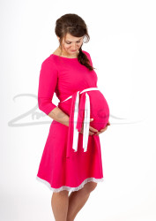 BAVLNA - Těhotenské šaty s vázačkou a volánkem, 3/4 ruk. - TY2ATPV98
